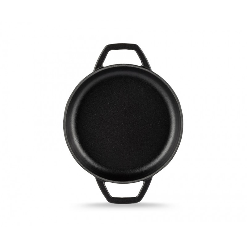 Tigaie din fonta cu doua manere emailată Hosse, Black Onyx, Ф16cm | Tigaie plată din fontă | Tigaie din fontă |