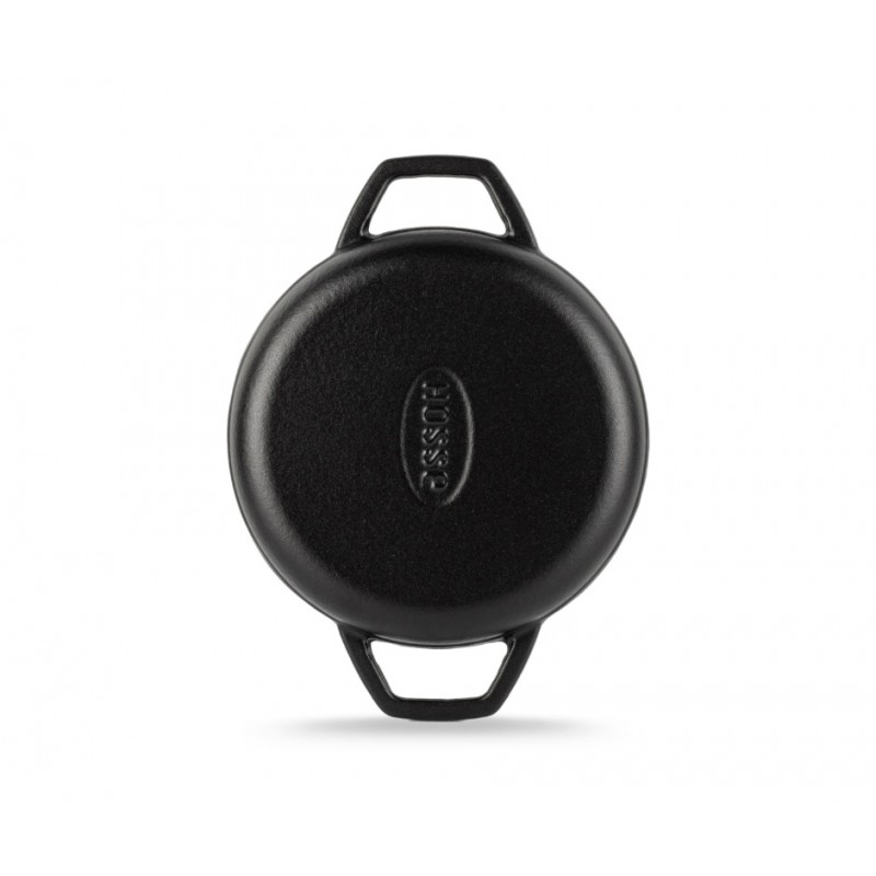 Tigaie din fonta cu doua manere emailată Hosse, Black Onyx, Ф16cm | Tigaie plată din fontă | Tigaie din fontă |
