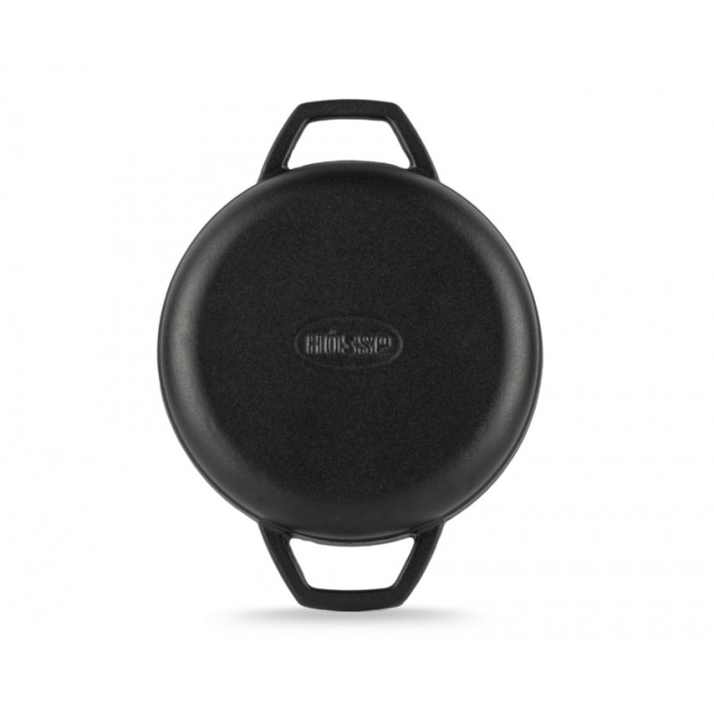 Tigaie din fonta cu doua manere emailată Hosse, Black Onyx, Ф19cm | Tigaie plată din fontă | Tigaie din fontă |