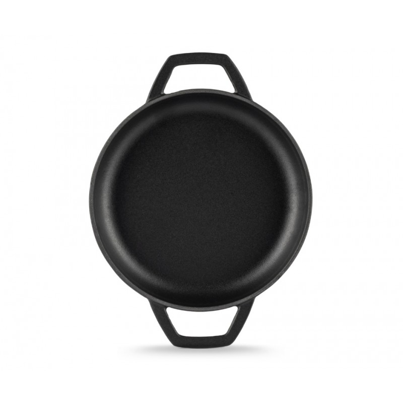 Tigaie din fonta cu doua manere emailată Hosse, Black Onyx, Ф19cm | Tigaie plată din fontă | Tigaie din fontă |