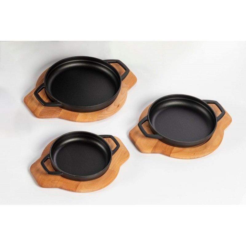 Tigaie din fonta cu doua manere emailată Hosse, Black Onyx, Ф19cm | Tigaie plată din fontă | Tigaie din fontă |